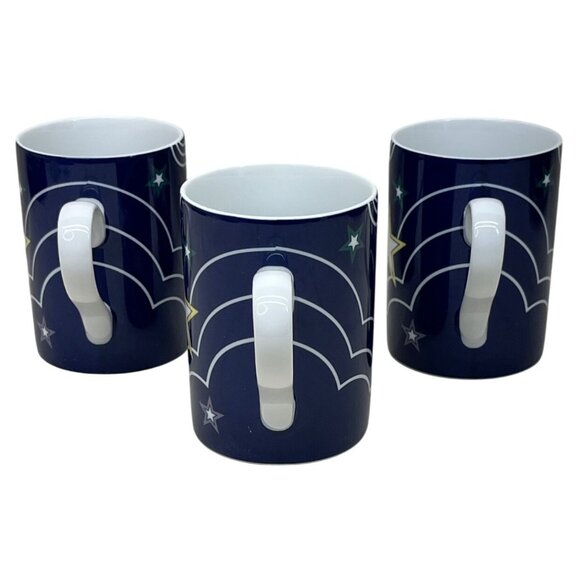 3 Fitz and Floyd Blue Stardust Moon Stars Porcelain Mugs - Picture 2 of 9